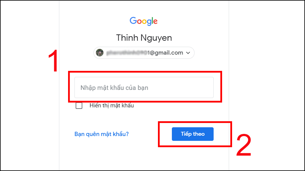 Bạn đăng nhập lại tài khoản người dùng Chrome vừa tắt